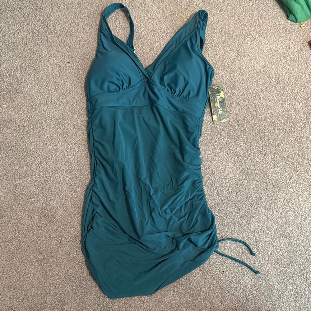 Teal One-Piece Swimsuit Blooming Jelly